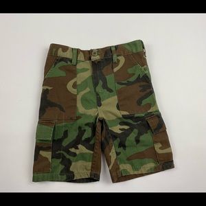 Boys Medium Camo Cargo Shorts Camouflage Green Pockets Tru Spec Military